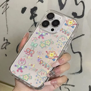 🎈🎈เคส iPhone13 17 สำหรับ IP11 12 13 14 15 16PROMAX XS 16 IP11 เคสใสแบบแวววาว TPU นุ่มสีสันสด ลายการ์ตูนสีสันสดใสน่ารั