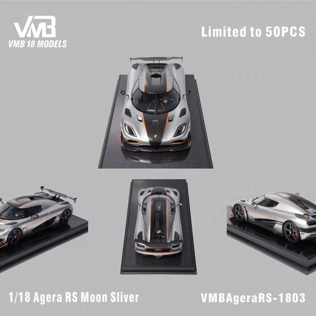 VMB 1: 18 Koenigsegg Koenigsegg Agera RS Moonlight Silver เรซิ่นจําลองรถรุ่น