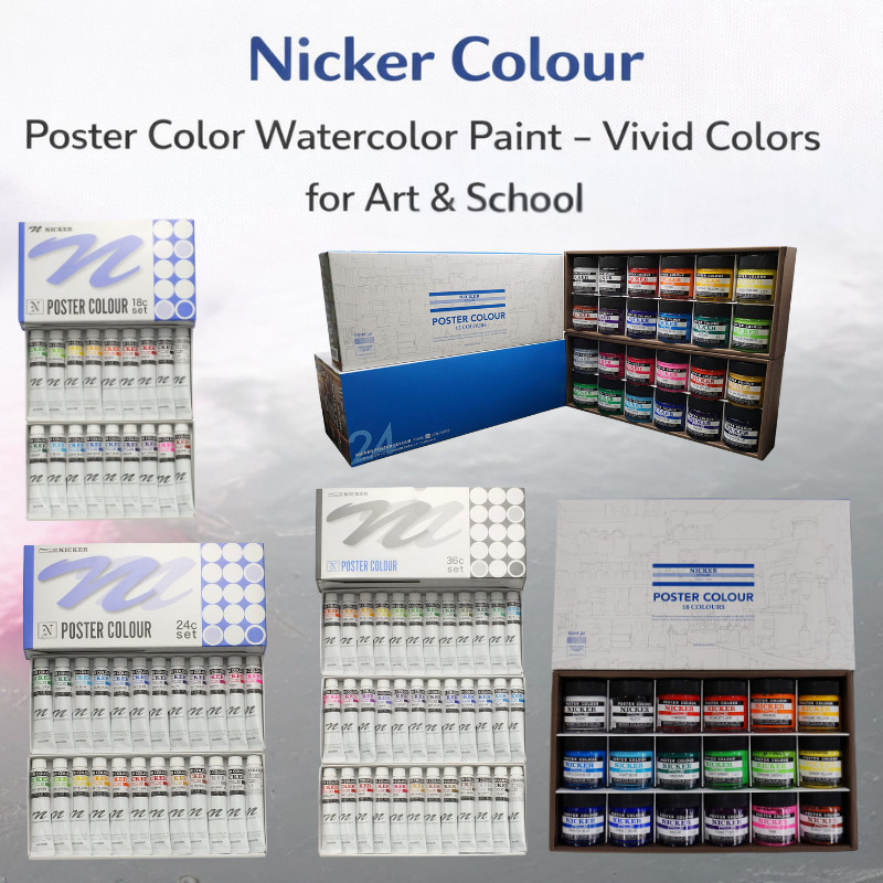 Nicker Watercolor Poster Paint Set - Multiple Colors and Sizes Available
