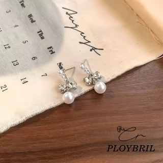 COD-🎀ต่างหูสตั๊ด Bow Pearl ละเอียดอ่อนหวาน สไตล์หรูหราแสง สำหรับผู้หญิง เครื่องประดับแฟชั่น ไม่ทําให้แพ้ง่าPLOYBRIL E050