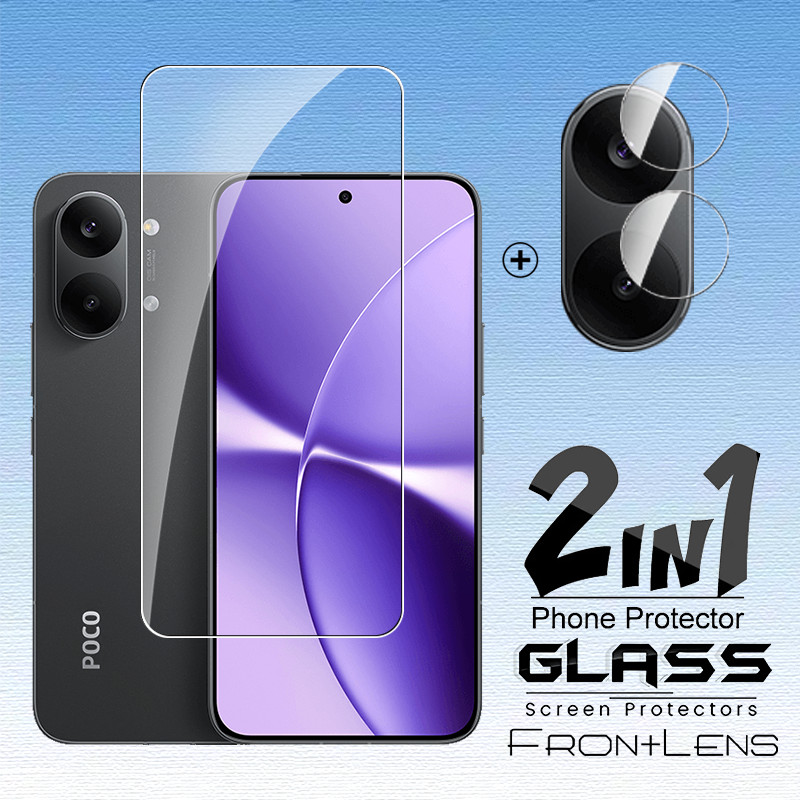 2in1 สําหรับลายนิ้วมือปลดล็อคกระจกนิรภัยสําหรับ Xiaomi Poco X8 X7 X6 Pro Max 5G 3D Protector เต็มหน้าจอฝาครอบ PocoX8 ProMax X8Pro HD หน้าจอเลนส์ป้องกันฟิล์ม