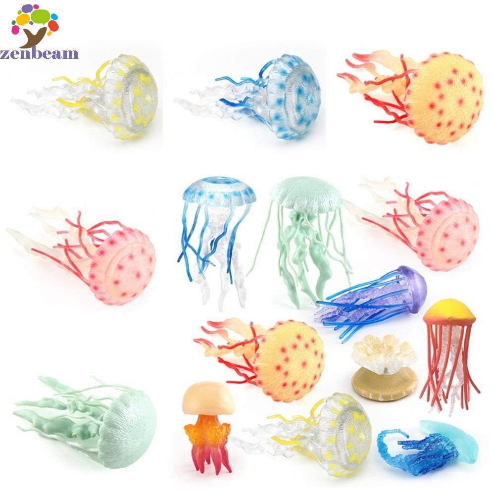 ZENBEAM สัตว์ทะเลเหมือนจริง แมงกะพรุนปลาดาว ดอกไม้ทะเล ตุ๊กตา Sea Life หลากสีพลาสติก Sea Life รุ่นเด