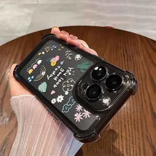 เคสกันกระแทกคู่ ดีไซน์น่ารัก เข้ากันได้กับ iPhone 15, 14, 13, 12, 11Pro Max ทำจากซิลิโคน TPU อ่อน, โปร่งใส, พร้อมดอกไม้