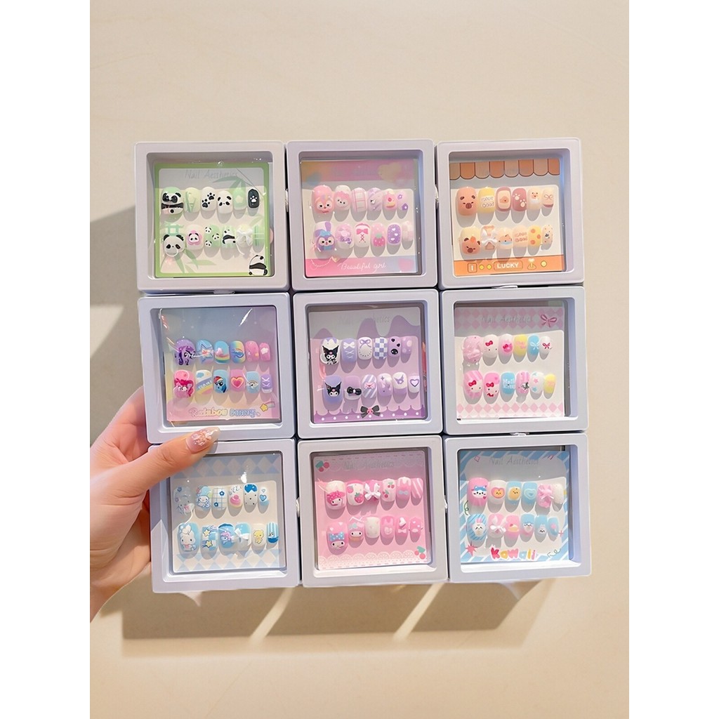 Spot Goods#Cartoon Children's Wearable Nail Tips Glue3-16Year-old elementary school students detacha