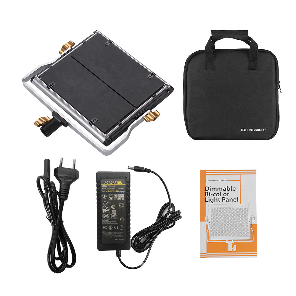 Jiabo Andoer Professional ไฟ LED Video หรี่แสงได้ 660 หลอดไฟแผงสองสี 3200-5600K CRI 85+ พร้อมขายึด U