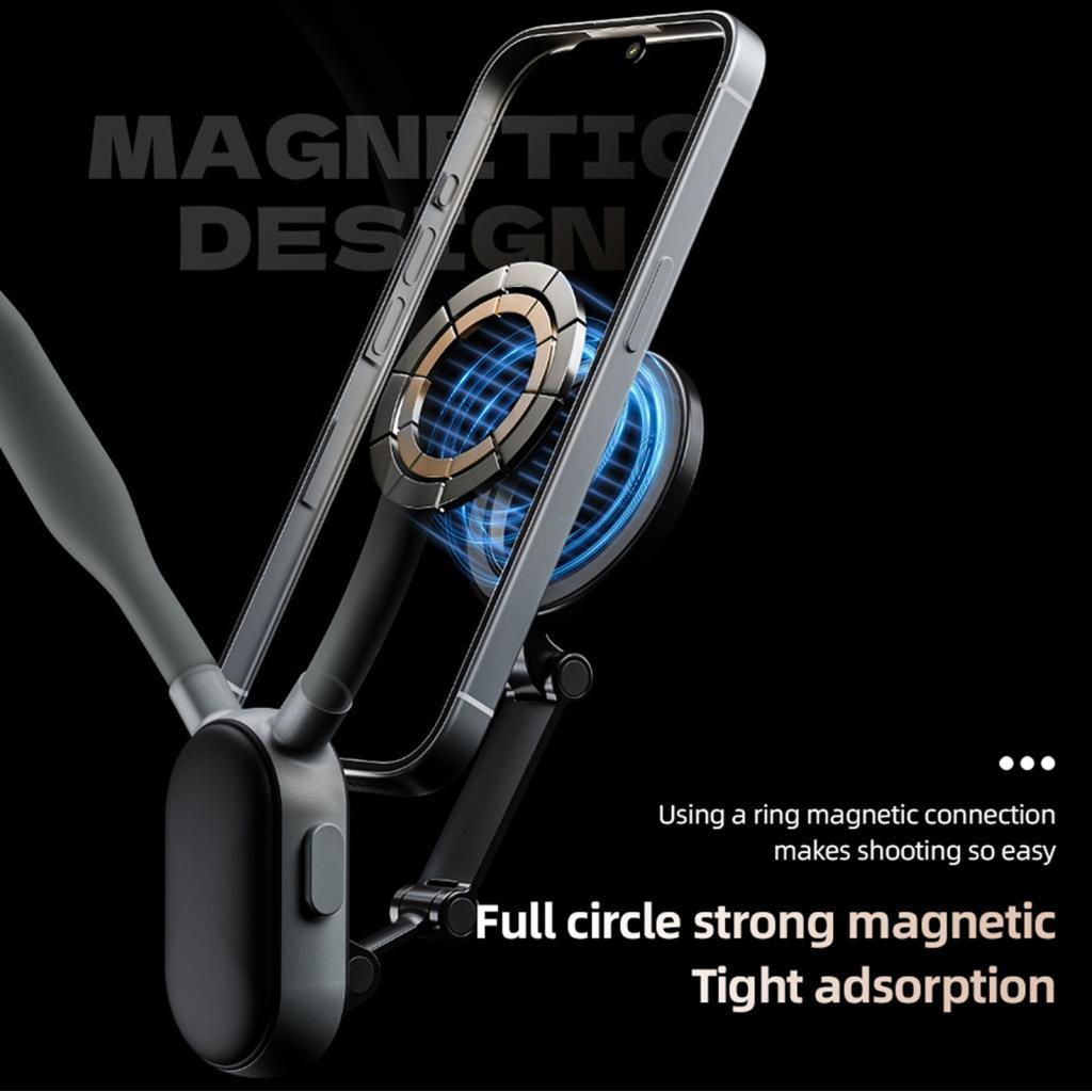 Caoyuanstore TELESIN MNM-001 ที่วางโทรศัพท์แบบคล้องคอพร้อมสายรัดปรับได้หลายมุมแบบปลดเร็วแบบแม่เหล็ก 