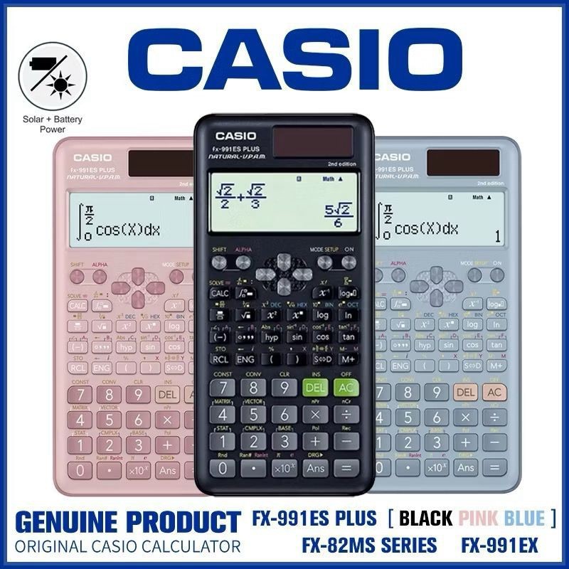 ￼ เครื่องคิดเลขวิทยาศาสตร์ CASIO Fx-991ES Plus เครื่องคิดเลขแบบชาร์จไฟแบบพกพาพลังงานแสงอาทิตย์ 417 รุ่นที่ 2 ต่างๆ