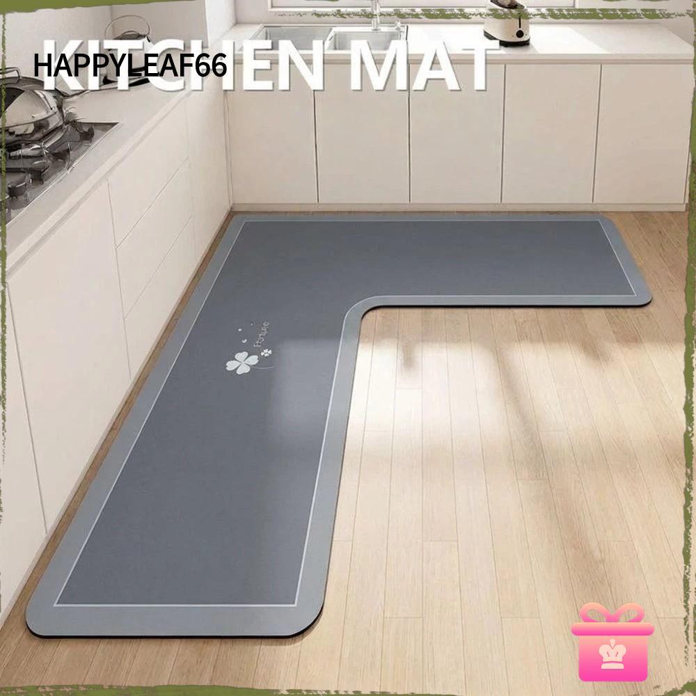 HAPPYLEAF66 เสื่อห้องน้ํา, L-Shaped Washable Kitchen Rug, Luxury Water Absorbent Oil-slip Kitchen Co