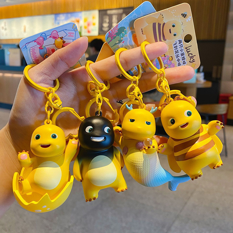 GANTUNGAN DINO KEYCHAIN YELLOW BUBBLE NAILONG DRAGON MILK KEYCHAIN