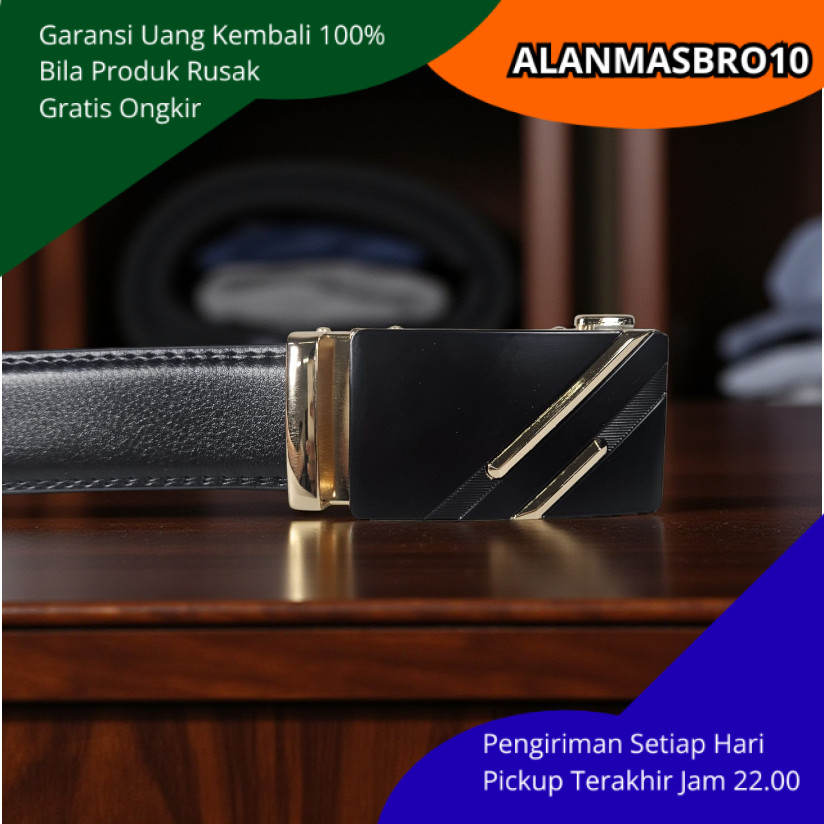 เข็มขัดผู้ชายพรีเมี่ยมหนัง PU หัวเข็มขัดอัตโนมัติโลหะเดิมล่าสุดการออกแบบที่หรูหราเหมาะสําหรับกางเกงย