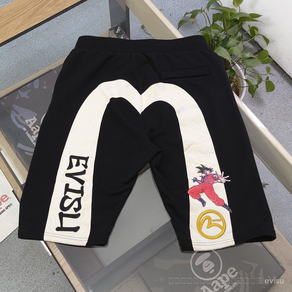 2026 new evisu กางเกงขาสั้นปักโลโก้ Letter สไตล์คู่รัก วัสดุ Terry