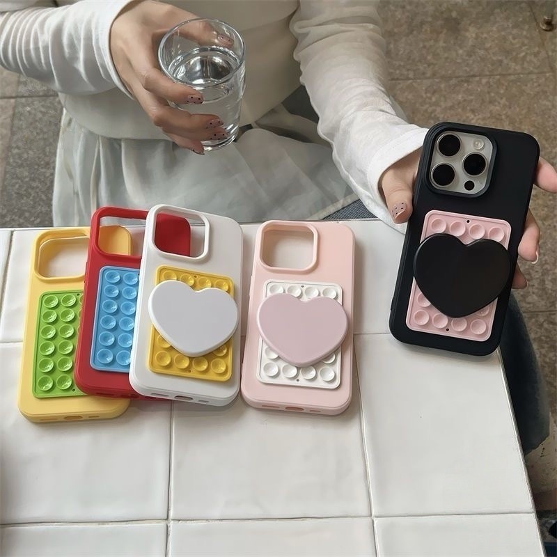🔥good🔥Elegant สีดูดถ้วย DIY สีทึบ Contrast 3D ตุ๊กตาซิลิโคนดูด Pad สําหรับเคสโทรศัพท์ติดตั้งดูดถ้วย Backed กาว Silicone