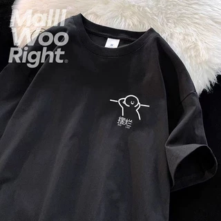 (จัดส่งในกรุงเทพฯ)Woo Right เสื้อยืดแขนสั้น สีขาว t shirt เสื้อยืดคอกลม