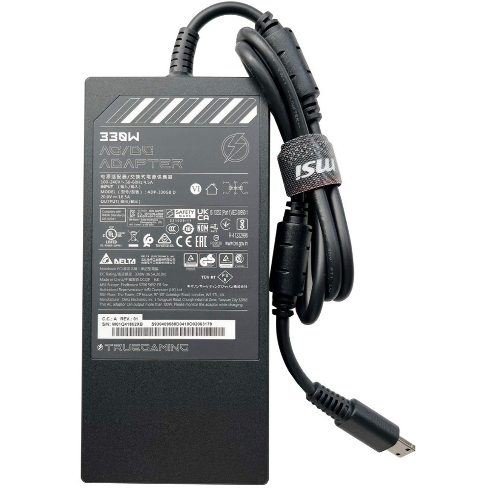 Original 20V 16.5A 330W AC Adapter Charger สําหรับ MSI Raider 18 GE76 GE66 WE76 GE67HX Vector GP76 G