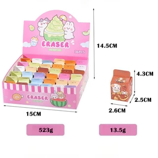 พร้อมส่ง ยางลบรูปกล่องนม กล่องสุ่ม ยางลบการ์ตูนน่ารัก ยางที่ตัดได้ รางวัลเครื่องเขียน ของขวัญสำหรับเด็ก