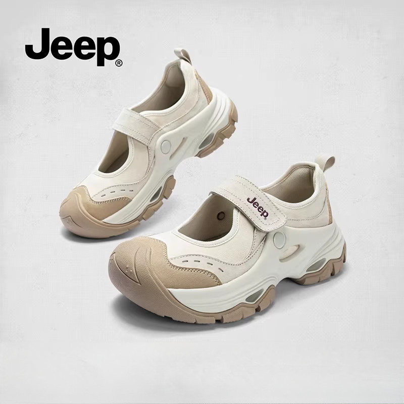 Jeep Hollow Mary Jane รองเท้าผู้หญิง ปี 2026 สไตล์ใหม่ ก้นรองเท้าหนากันลื่น ระบายอากาศได้ดี