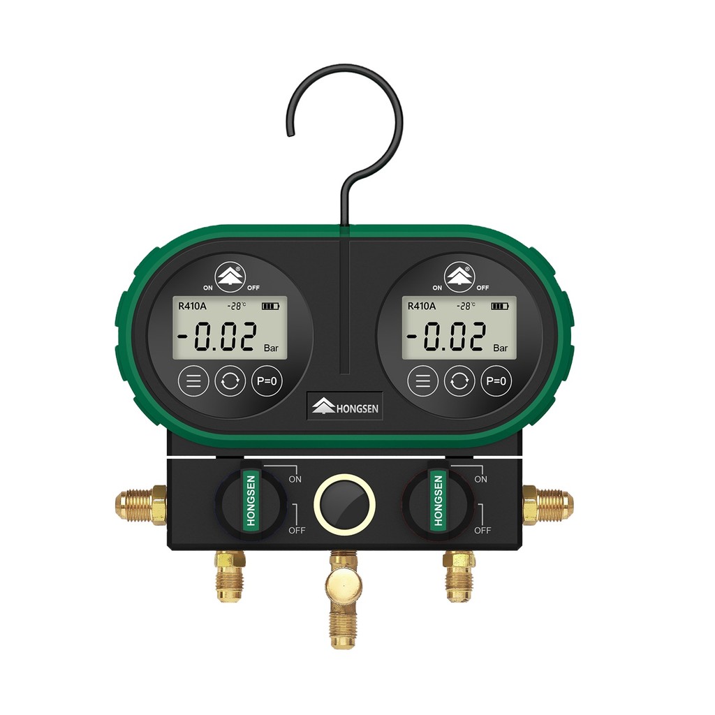 NewDigital Manifold Gauge Set 2-Valve Refrigerant HVAC Systems Leakage Pressure Tester Tool 3 ท่อสํา