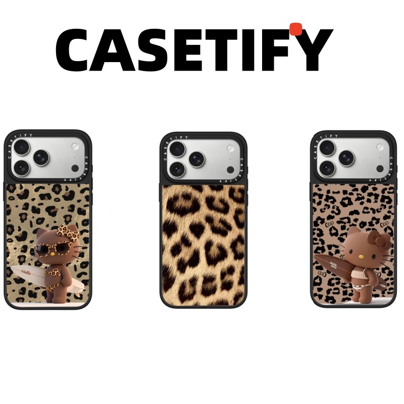 แม่เหล็กลายเสือดาวกระจกแมวเคสโทรศัพท์สําหรับ ไอโฟน 17 มือโปร สูงสุด 17อากาศ 16 15 14 13 12 กันกระแทกฝาครอบป้องกัน