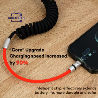 สายชาร์จ LOOP 240W Type C Fast Charging สายเคเบิลข้อมูลซิลิโคนเหลวแบบสปริง รองรับ Carplay 240W พร้อมระบบชาร์จเร็ว