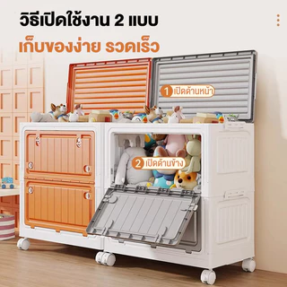 Living กล่องเก็บของ กล่องเก็บของพับเก็บได้ 180L กล่องใส่ของ พร้อมฝาปิด มีล้อ ลังพลาสติกพับเก็บได้ กล่องเก็บของ