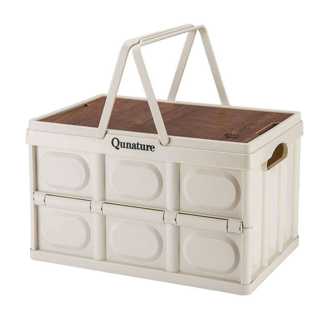 Qunature กล่องพับ 55L ความจุสูง มีที่จับ สำหรับแคมป์ ปิคนิค