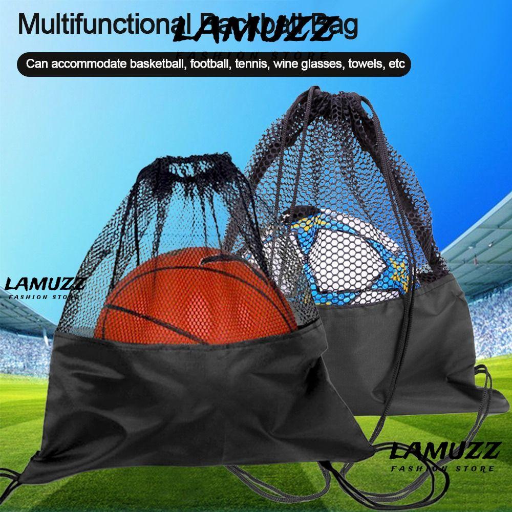 LAMUZZ Ball Storage Backpack, Black Basketball Cover Mesh Bag, Ball Carrying Portable Basketball Bac