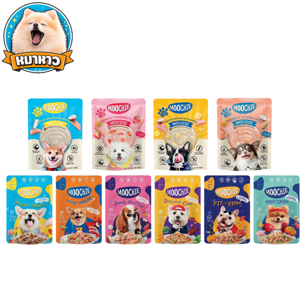 Moochie มูชี่ อาหารเปียกสุนัข ลูกสุนัข สุนัขโต Complete&Balanced ไม่เติมเกลือ เปียกสุนัข 70-85g
