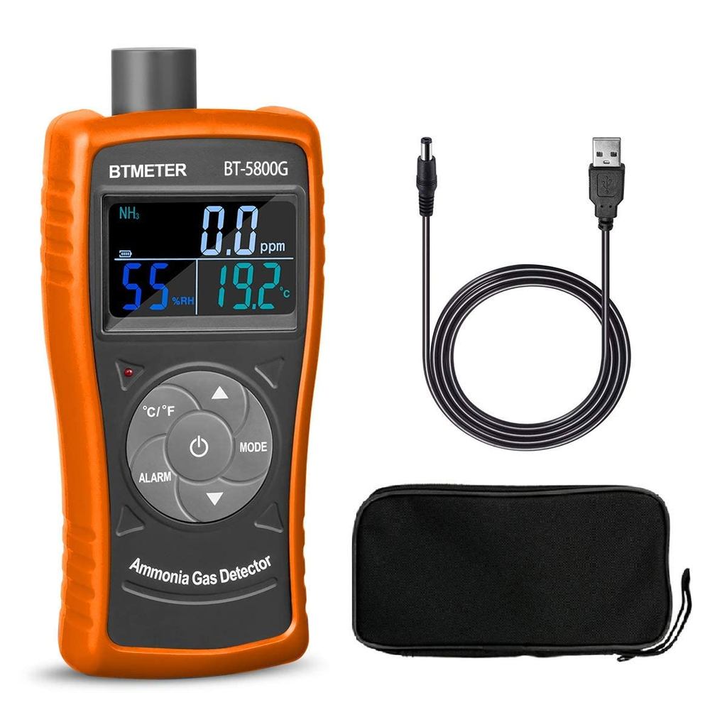 BTMETER BT-5800G Ammonia Gas Detector Sensor, 0-100 ppm NH3 Monitor Gauge Test Measurement with Temp