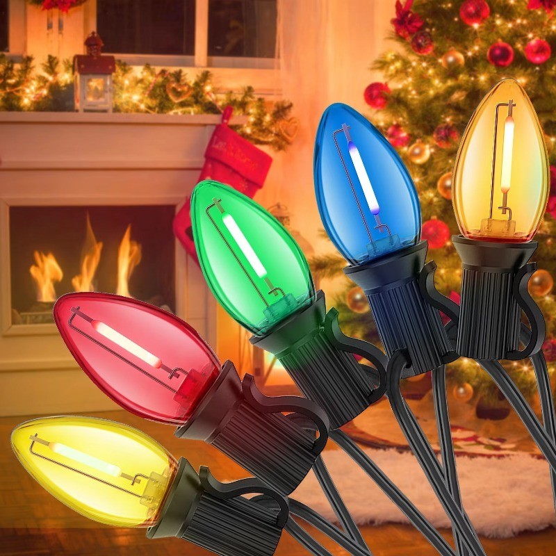 50LED 7M แบตเตอรี่ C7 Christmas Light String กลางแจ้ง 20/30/50 LED สตรอเบอร์รี่ String Light กันน้ํา