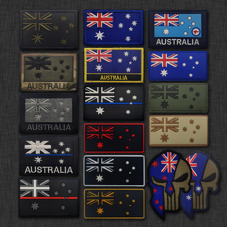Spot Goods#Australia Australian embroidered flag patch, Velcro morale badge, embroidered badge, back