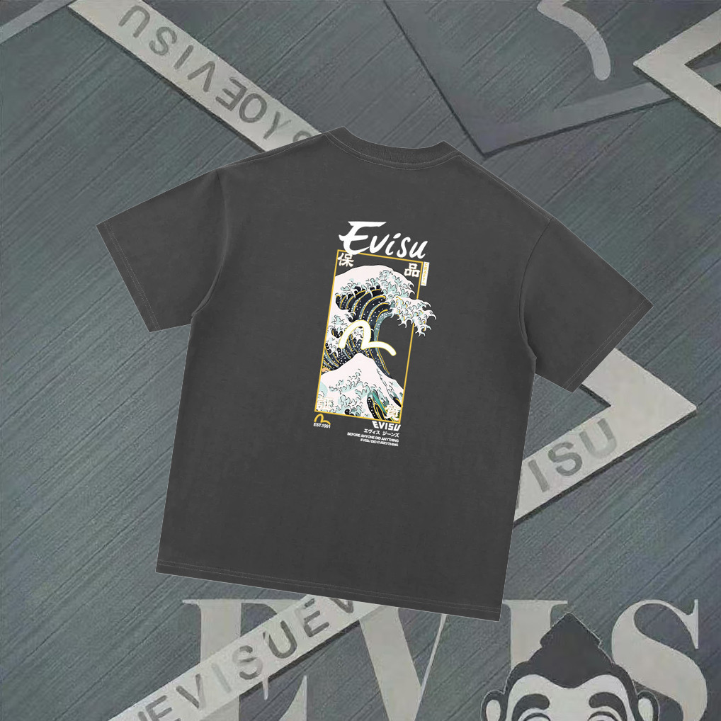 2026สไตล์ใหม่EVISUผู้ชายผู้หญิงพิมพ์เสื้อยืดธุรกิจเสื้อยืดคู่เสื้อยืดแขนสั้นด้านบนติดตั้งรอบคอฟิตเนส