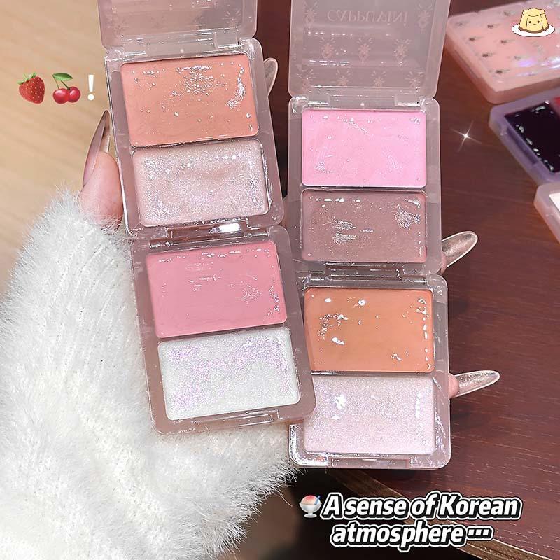 [GZ] Cappuvini 2 สี Water Light Blush ครีม Moisturizing Orange Pigment Blush Palette สีธรรมชาติ Chee