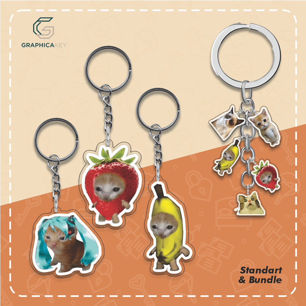 Ganci / Gantungan Kunci Akrilk MEME KUCING / SILLY CAT MEME / CAT MEME (50+ASI VARI)