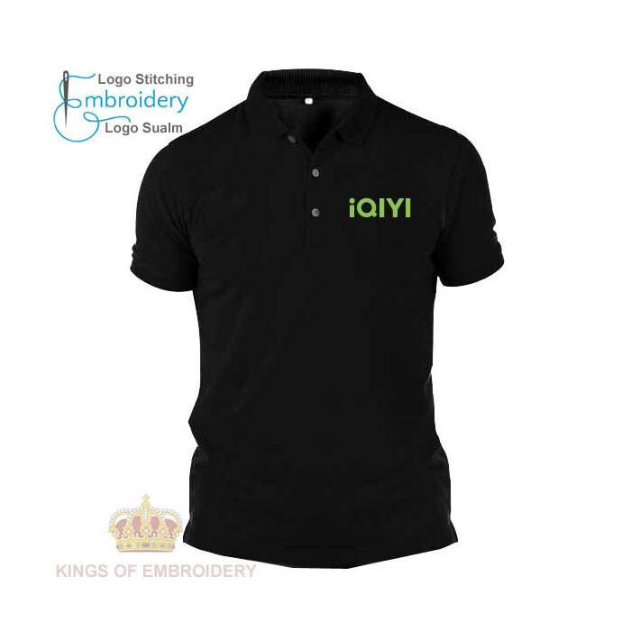 เสื้อโปโล  Baju Polo Clic T Shirt logo iQIYI Movie Streaming Online TV Live Seriesไม่หดตัว ไม่มีริ้ว