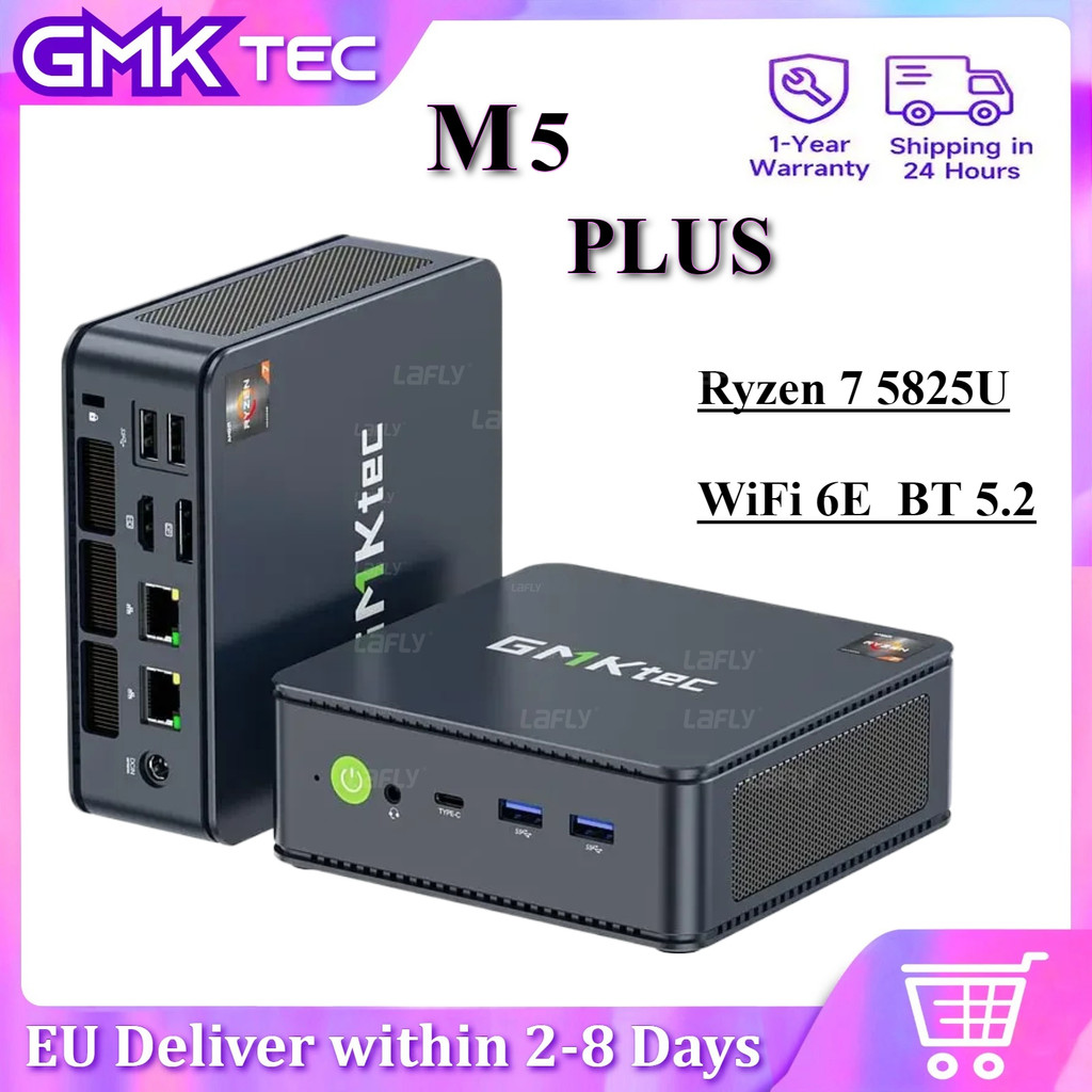 GMKtec M5 Plus Ryzen 7 582U Mini PC Win11 Pro DDR4 SO-DIMM NVMe M.2 SSD WiFi6E BT5.2 Tri-Display เดส