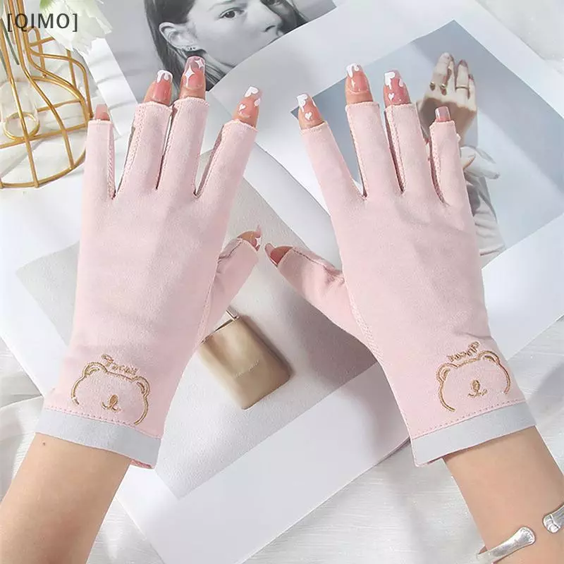 [QIMO] 1 คู่ Anti UV ถุงมือเล็บ UV เจลโล่ถุงมือ Fingerless ทําเล็บมือเล็บเครื่องมือ LED โคมไฟเครื่องเป่ารังสีมือ null