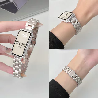 สายโลหะสำหรับ Huawei Band 11 Band 11 Pro สายรัดข้อมือแบบปรับได้สำหรับ Huawei Band 10 9 8 NFC อุปกรณ์เสริมสายสแตนเลส