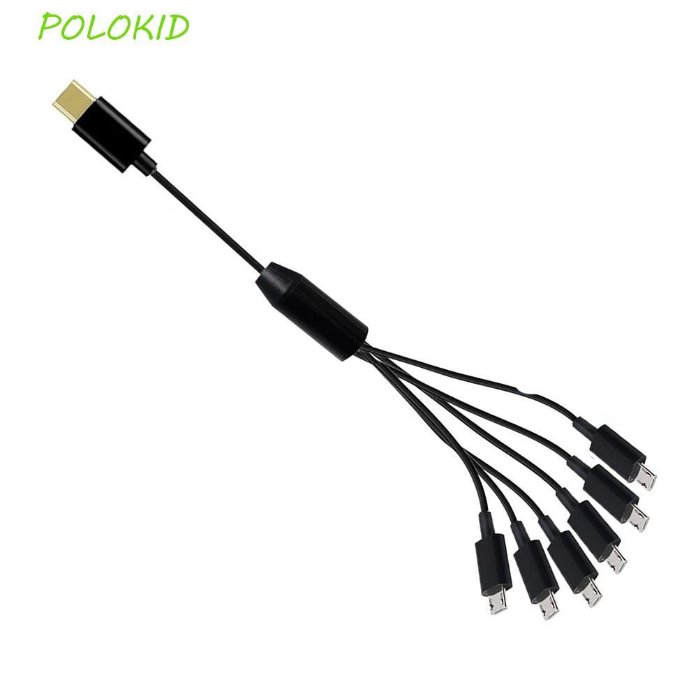 POLOKID สายแยก USB C, USB Y Splitter Micro-USB Multi USB C ถึง USB C สาย, สายชาร์จ 6 in 1 Type-C สีด