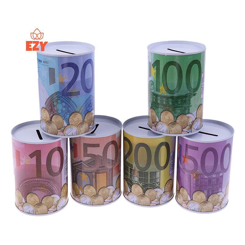 EZY Euro Dollar Money Box ปลอดภัยกระบอก Piggy Bank Bank สําหรับเหรียญกล่องฝากใหม่