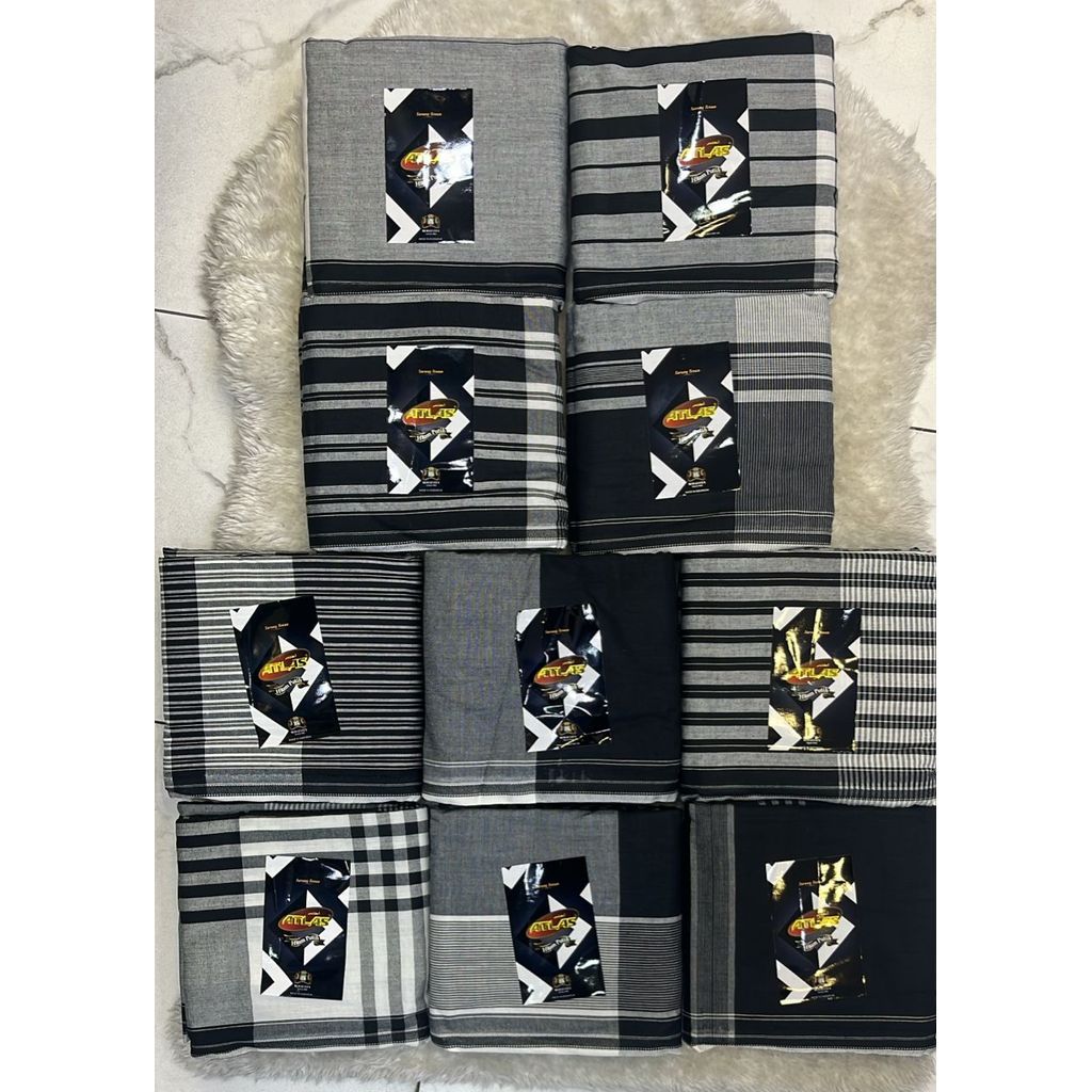 ATLAS BLACK PELICAT CLOTH - เพื่อเย็บผ้าโสร่งผู้ชายผู้ใหญ่ ผ้าละหมาด ผ้าสีดําและสีขาว