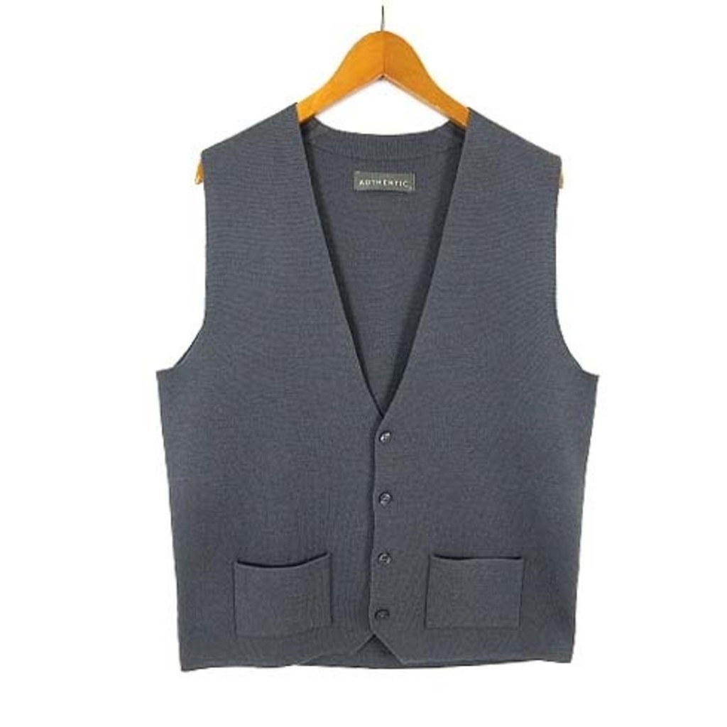 AUTHEN Vest Knit v-neck wool gray Direct from Japan Secondhand