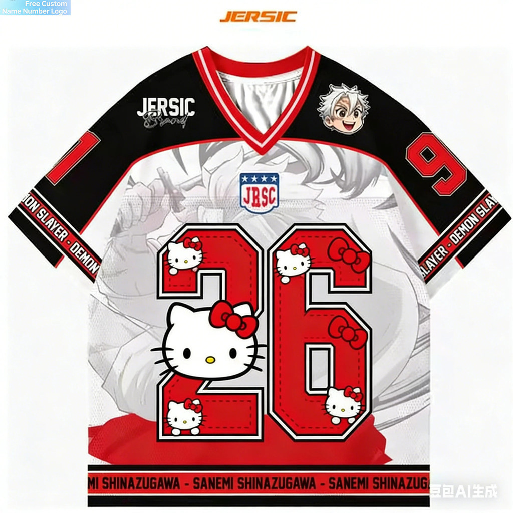 เสื้อยืด Jersey ลาย Sanrio & Kuromi แบบสบาย เหมาะกับอากาศร้อน พร้อมสไตล์ Y2K