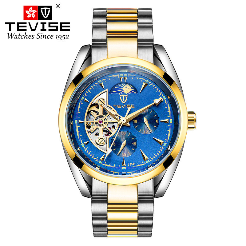 2026 Swiss TEVISE TEVISE นาฬิกา Tourbillon นาฬิกาผู้ชายนาฬิกากันน้ําธุรกิจขนาดใหญ่ผู้ชายนาฬิกาสายเหล