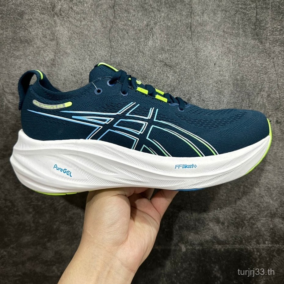 Asics Gel Nimbus 26 รองเท้าวิ่งผู้ชายและผู้หญิง Nimbus 26 Sho Absorption รองเท้ากีฬา 1011B794-400 CT