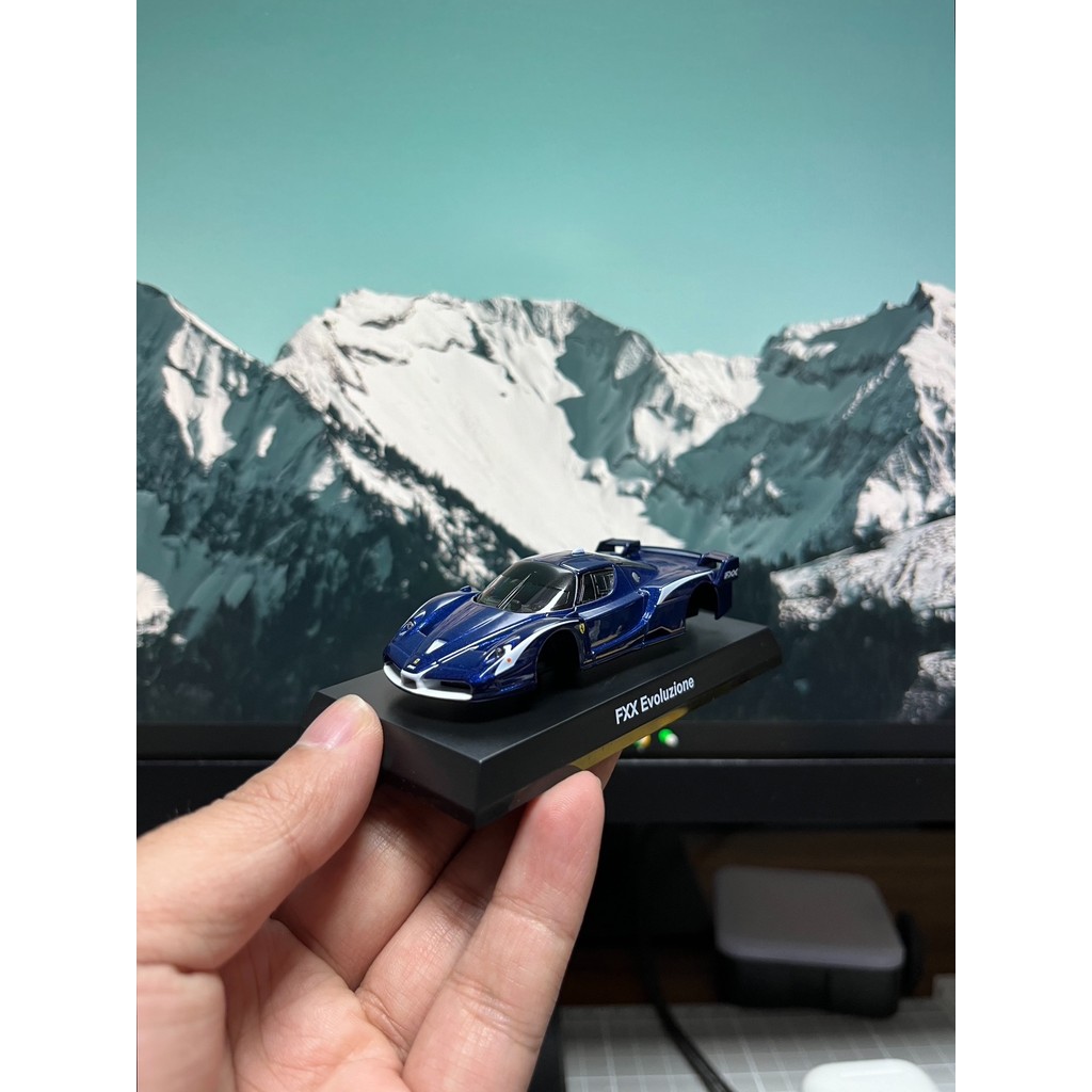 1/64 Jingshang kyosho Ferrari fxx evo Metal Blue Ferrari FXX Evoluzione Blue Card Box Complete ยี่ห้