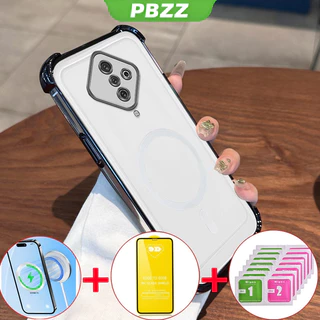 PBZZ [4 in 1] ด้วยกระจกนิรภัยกรณีสำหรับ VIVO S1 Pro VIVO S1โทรศัพท์ปลอก softcase ซิลิโคนกันกระแทกปกการออกแบบใหม่ความงามล้างไร้สาย sjmbs01