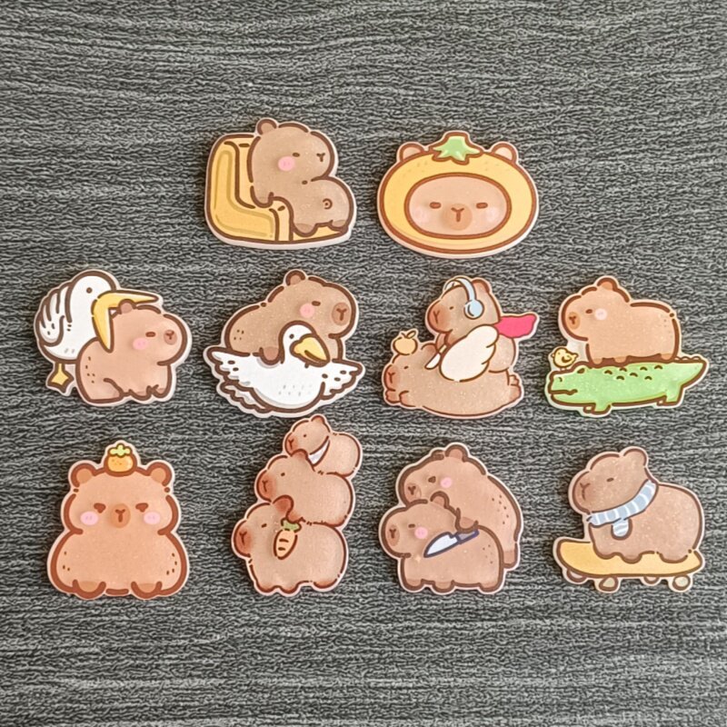 jibbitz jibbitz crocs Crocs รองเท้าหัวเข็มขัด DIY อะคริลิค Kapibara Capybara หมีรองเท้าดอกไม้