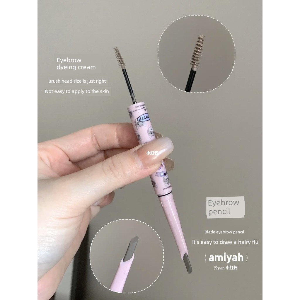 ย้อมคิ้ว ที่ปัดคิ้ว Wild Eyebrow Flortte Flortte Flortte Double-Headed Blade ดินสอเขียนคิ้วย้อมสีครี