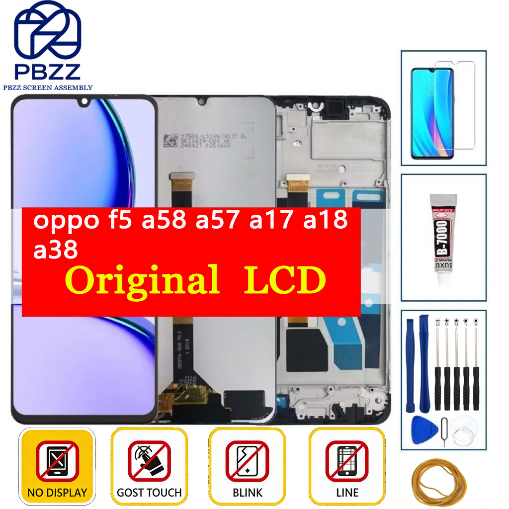 PBZZ จอแสดงผล LCD ชุดเปลี่ยนหน้าจอสําหรับ Oppo F5 a58 4g OPPO A57 4G/A57 5G/A58 5G/A78 5G/A77 5G/A58