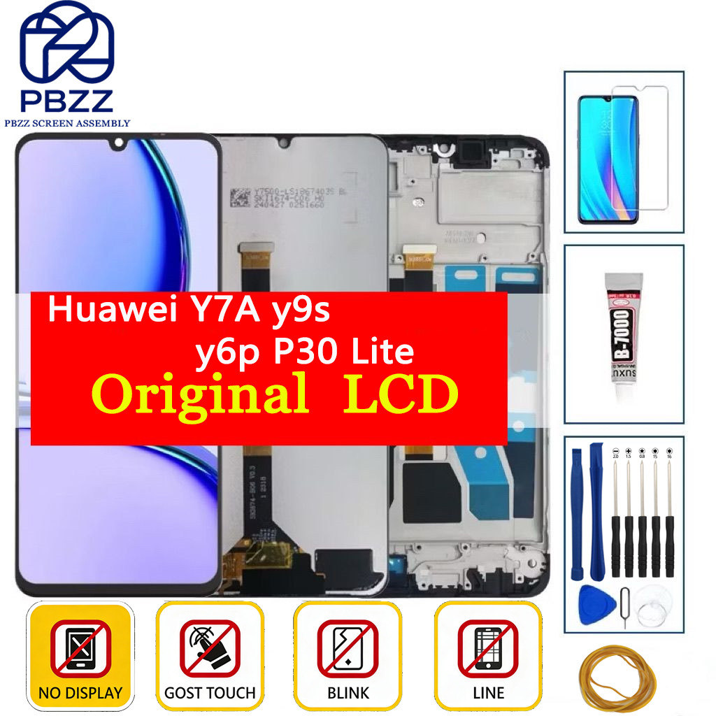 PBZZ จอแสดงผล LCD ชุดเปลี่ยนหน้าจอสําหรับ Huawei Y7A Y9s Y9 Prime 2019 y6p P30 Lite LCD ต้นฉบับสําหร